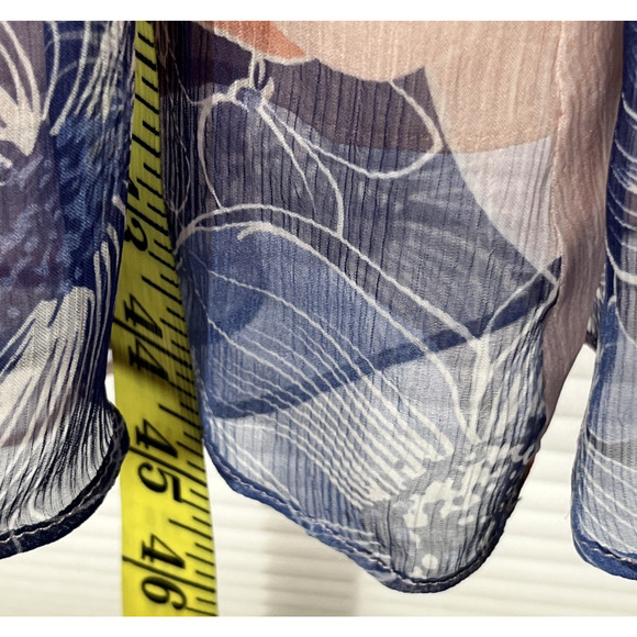 J Peterman Silk Midi Dress 4 Pink Blue Floral Sleeveless V Neck Chiffon Flowy - Picture 11 of 14